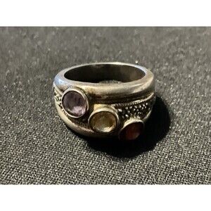 Judith Jack Vintage Garnet, Citrine, Amethyst, Marcasite Size 7 Ring
